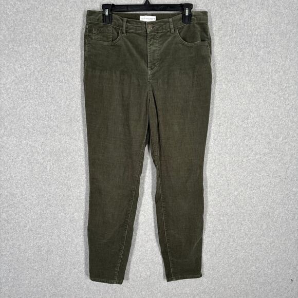 LOFT Corduroy Pants 10 Cotton. Modal Stretch Ankle Army Olive Academia Career‎ - Picture 1 of 10